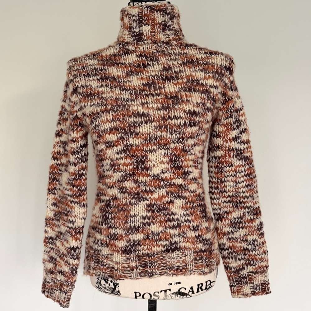 Vintage D&G Dolce & Gabanna Turtleneck Sweater Chunky Wool Marled‎ Leather Logo - Picture 11 of 16
